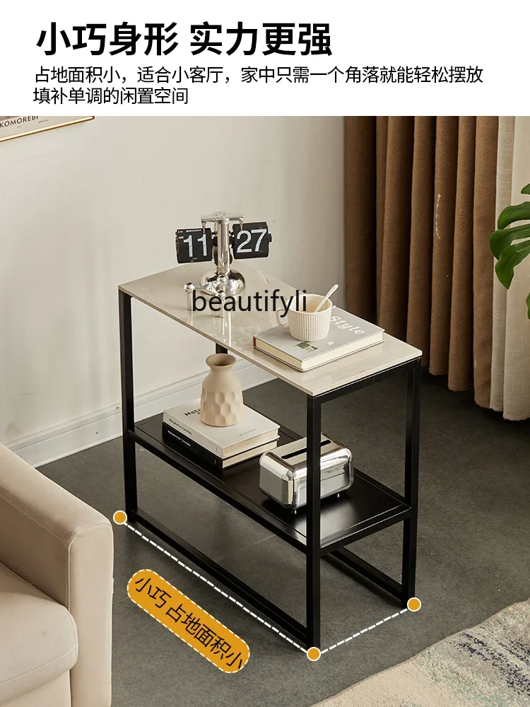 

ss7304 узкий журнальный столик в скандинавском стиле для гостиной, диван, приставной столик, каменная тарелка, мини-угловой столик, современная бытовая стеллаж для хранения