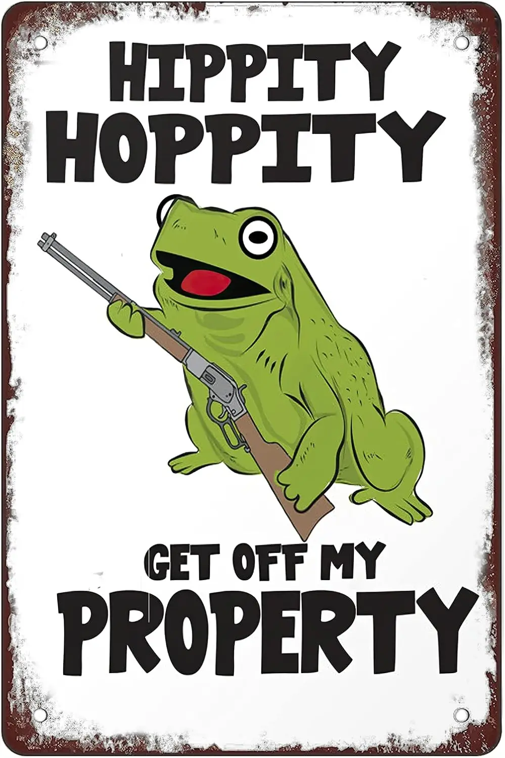 Retro Funny Metal Sign Sheet Signs Tin Sign,fro Hippity Hoppity Get Off My Property Outdoor Home Wall Decoration, Size:, Multi