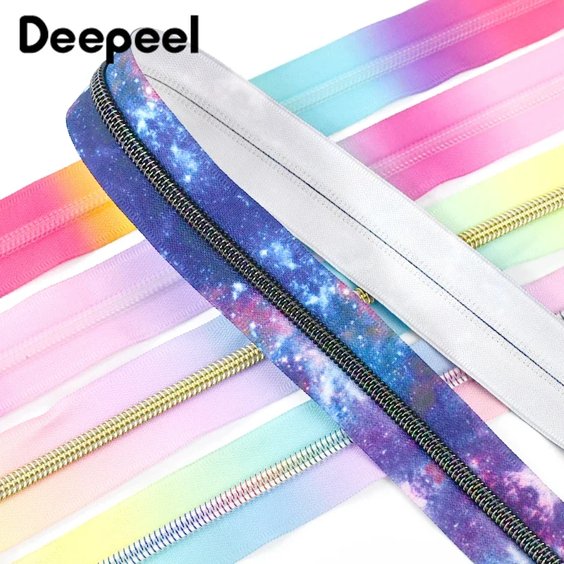 1/3/5Meters Meetee 5# Rainbow Nylon Zipper for Sewing Bag Plastic Coil Zip Clothes Jacket Zips Repair Kit DIY Craft Accessories