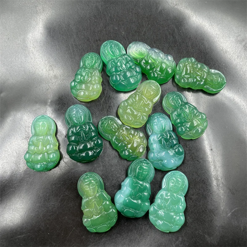 Cheap Jade Green Chalcedony Agate Guanyin Pendant Green Jade Goddess Pendant Jade pendant