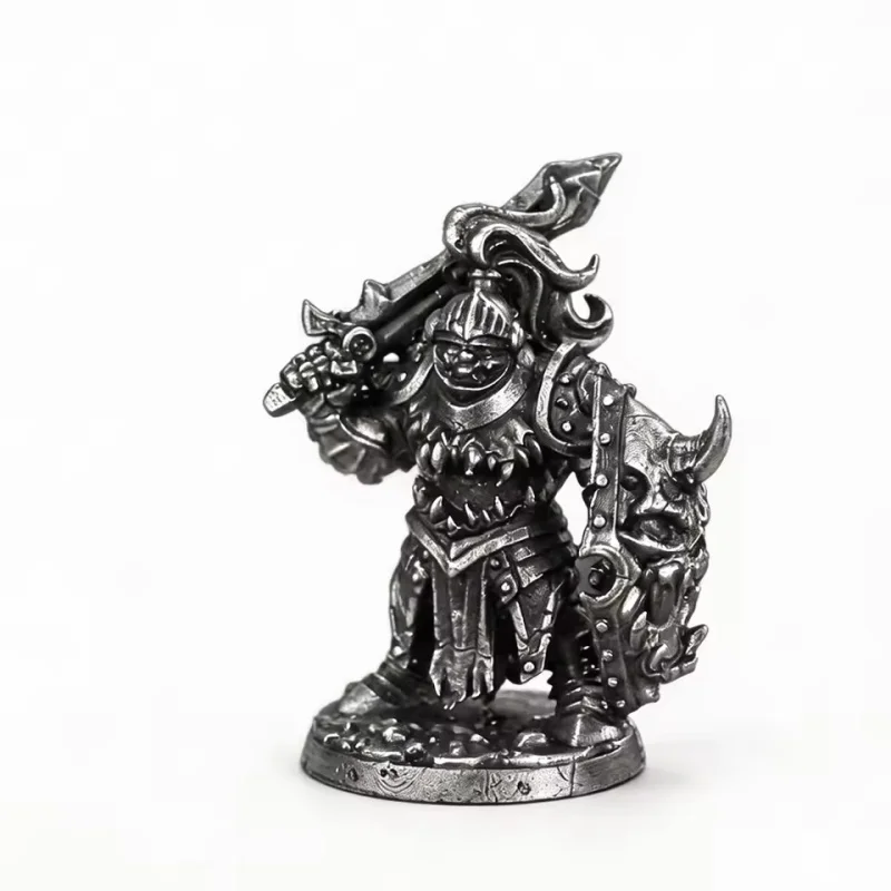 Solid White Copper Miniature Female Warrior Figurine, Tabletop Wargame Model, Fantasy Metal Mini Figure Hobby Collectible Decor
