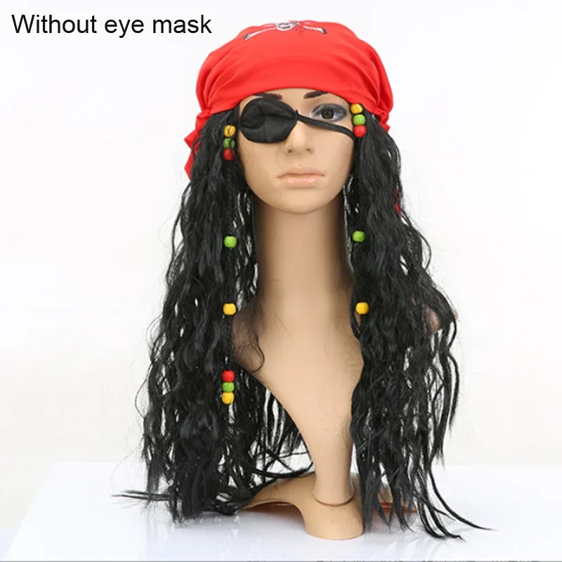 Caribbean Pirate Wig foulard Set Funny Caribbean Captain Wig Party Headbands Halloween Makeup puntelli accessori per capelli da festa