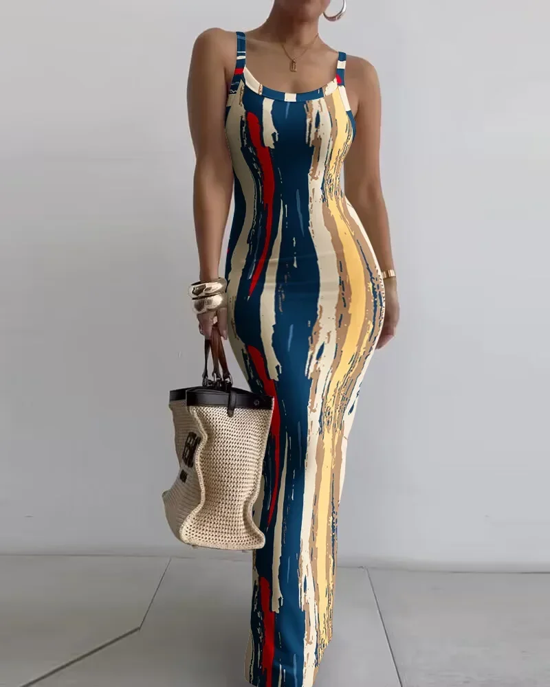

Spring New Sleeveless Backless Slim Sexy Dress Summer Women Party Elegant Bodycon Dress Vintage Maxi Dresses For Women