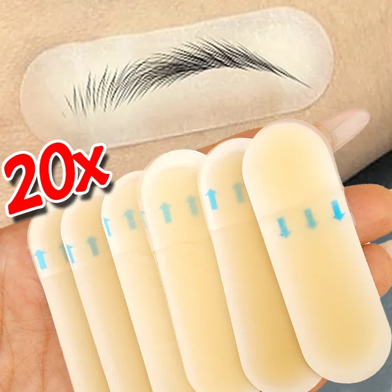 Almofadas de silicone para prática de tatuagem de sobrancelha, reutilizáveis, treinamento de microblading, pele para iniciantes, à prova d'água, adesivo de transferência pmu, 1-20 peças