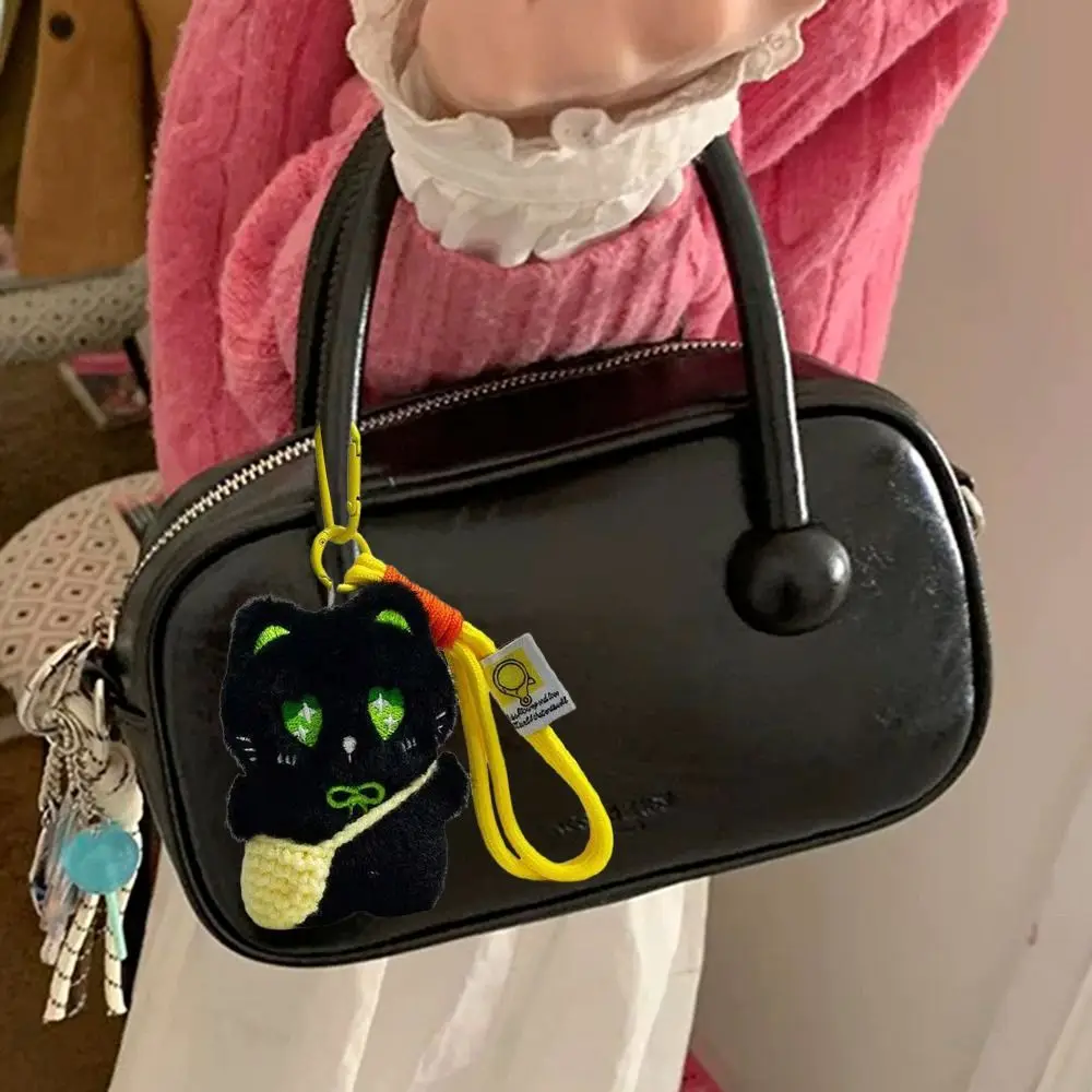 New Black Cat Plush Toy Keychain Cartoon Kitten Soft Car Key Ring Backpack Bag Decor Hangings Kid Gifts