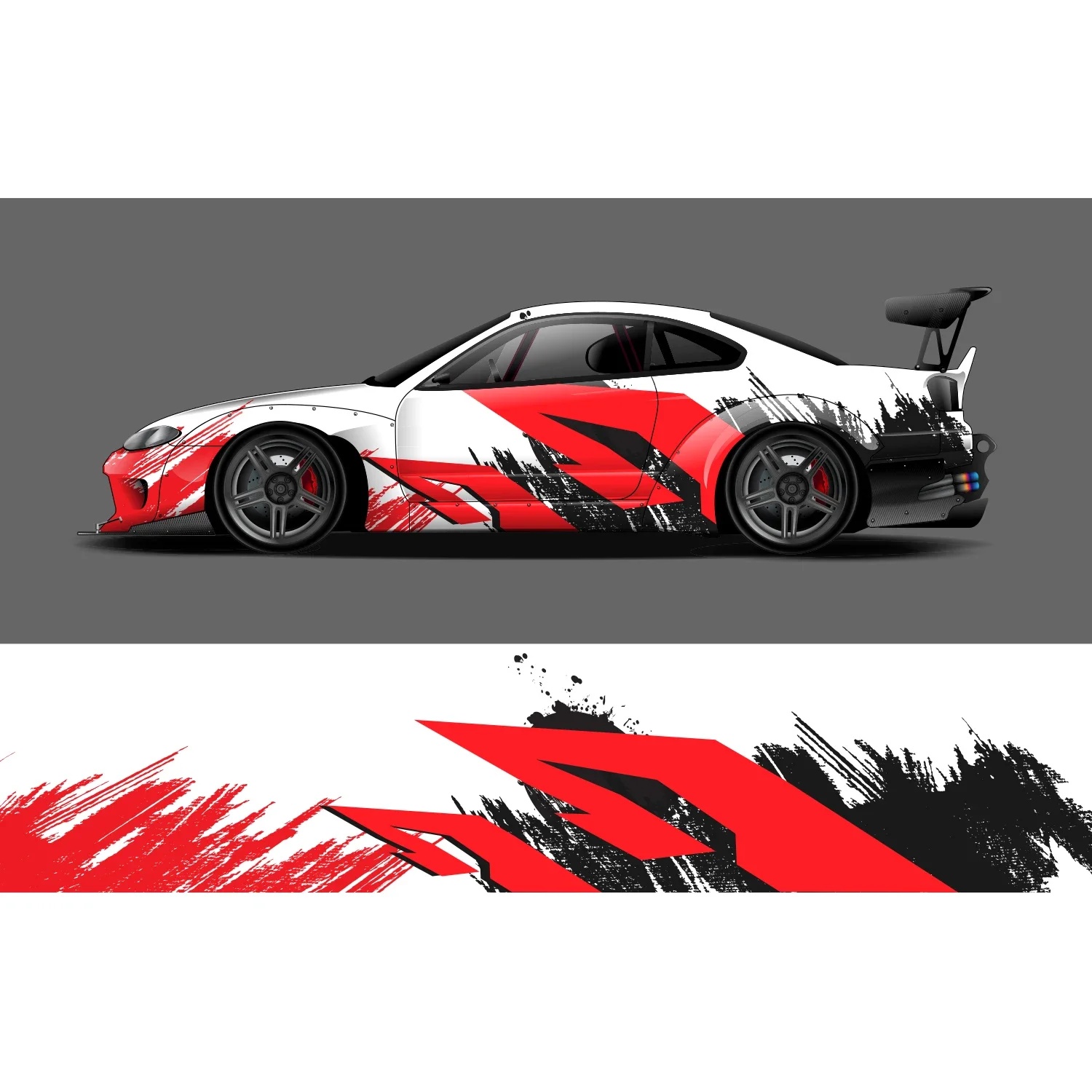 Rally Car Car Decal Car Full Wrap Sticker Decorative Cut Body Racing Graphic Decal Vinyl Wrap Modern Design Red Width 60cm