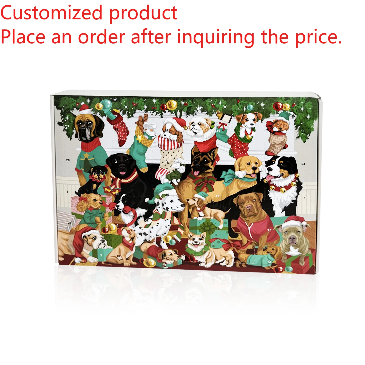 

Customization.Christmas Gift Box Packaging Cardboard Custom Empty Cookie Dog Treat Advent Calendar for Dog