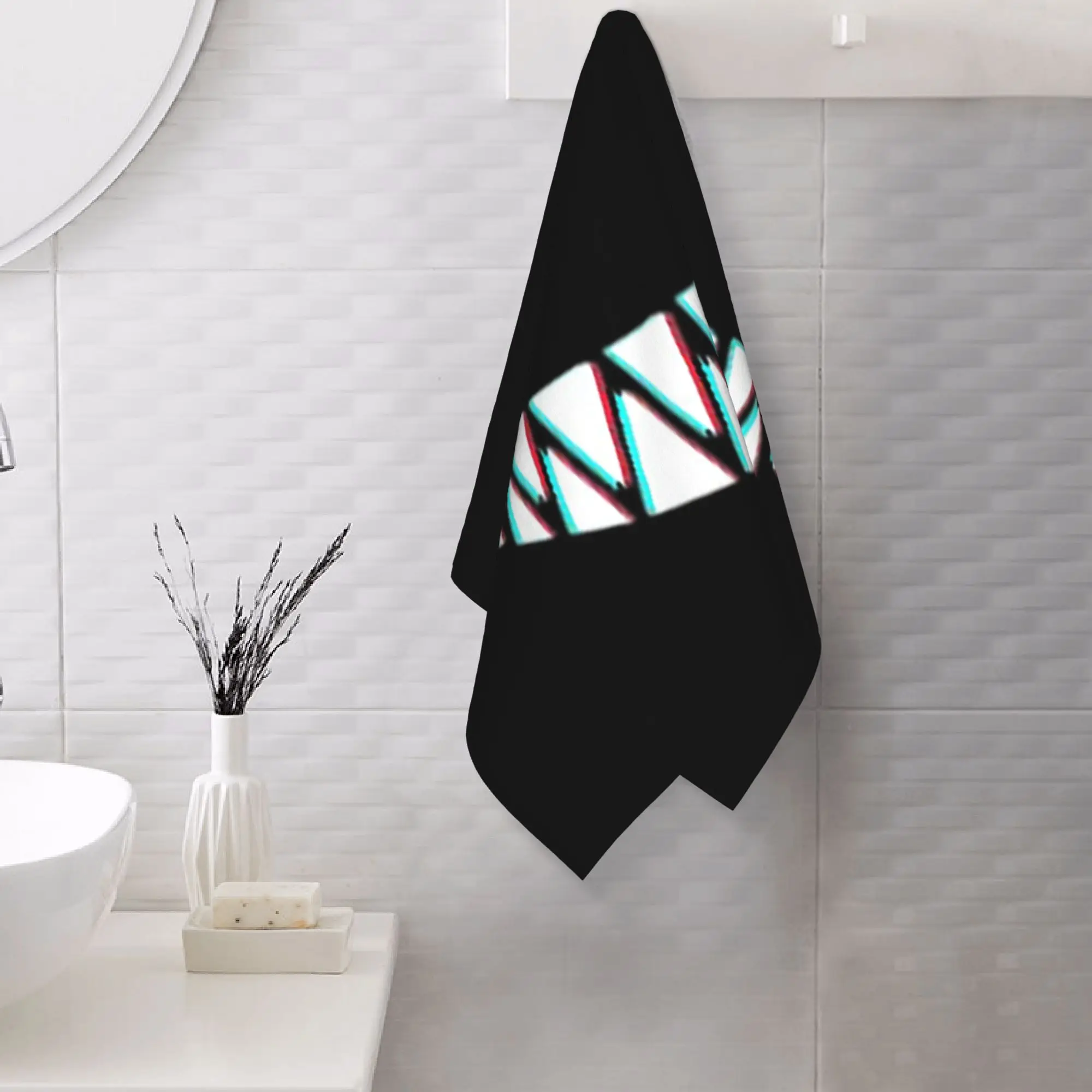 Custom Beautiful Smile with Sharp Demon Teeth Soft Face Towel Quick Dry Pool Bath Cotton Towels Breathable