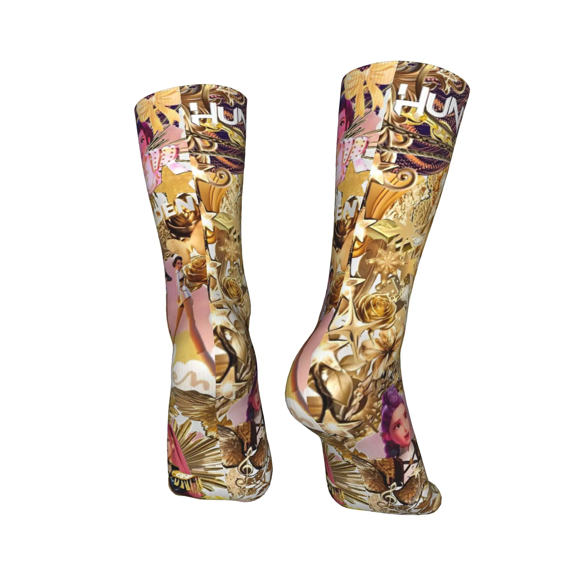 Calzini da uomo KPop Demon Hunters Calze musicali dorate Calzini comodi antiscivolo Calzini da arrampicata stampati divertenti invernali