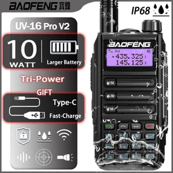 BAOFENG-walkie-talkie UV-16 pro V2 ProMate, potente transceptor de mano con UHF, VHF, banda Dual, largo alcance, Radio de dos vías