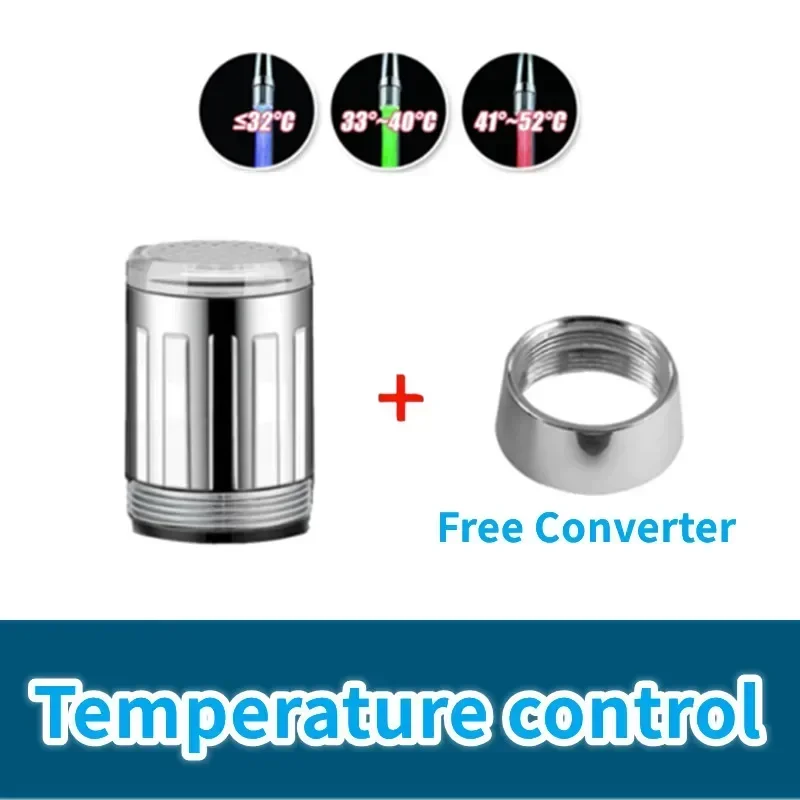 LED Water Faucet Color Changing Temperature Sensor Shower Tap Kitchen Bathroom Faucet Nozzle Head Adaptor