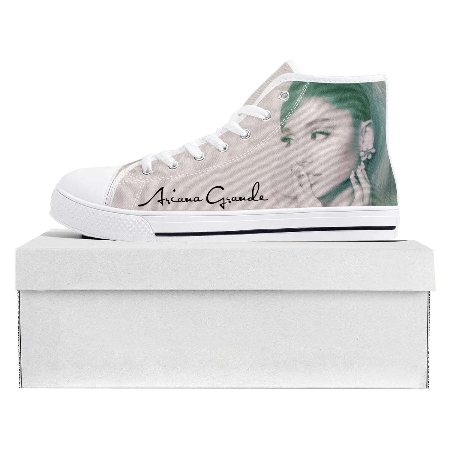 Ariana Grande Singer Cat Pop High Top High Quality Sneakers Mens Womens Teenager Canvas Sneaker Casual Couple Shoes Custom Shoe