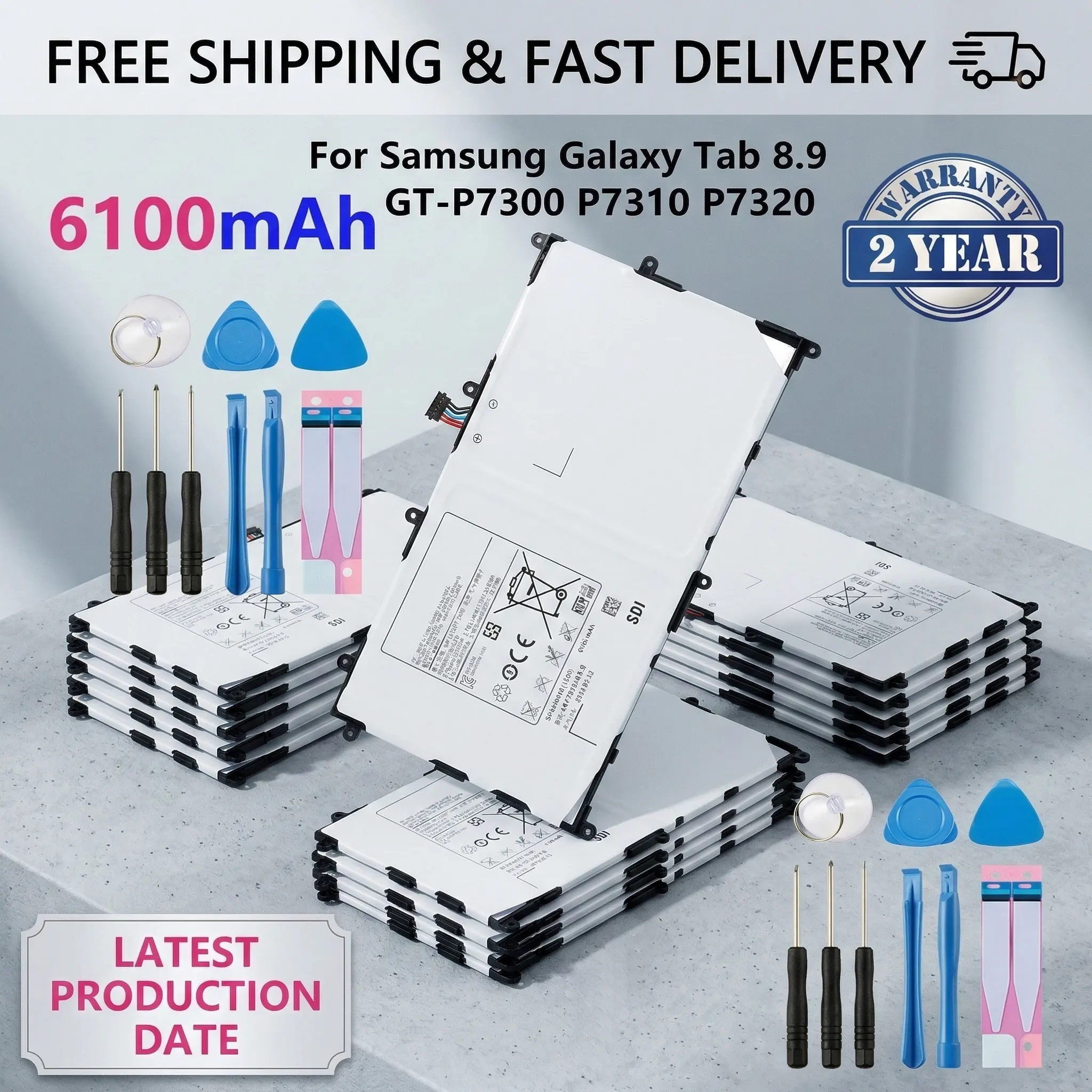 

6100mAh SP368487A (1S2P) Battery For Samsung Galaxy Tab 8.9 GT-P7300 P7310 P7320 Tablet Replacement Battery + Tools