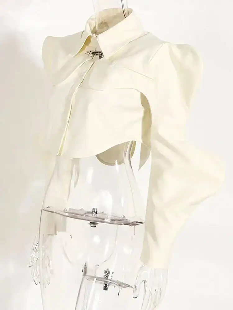 Shaped Women Irregular Black Short Blouse New Lapel Long Sleeve Loose Fit Shirt Fashion Spring Autumn 2026 1DLTF