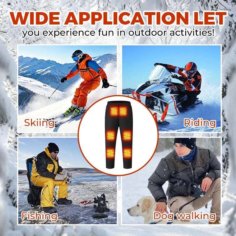 12-Zonen USB-Beheizte Hose für Männer und Frauen, 3 Temperaturstufen, maschinenwaschbar, für Winter, Outdoor, Skifahren, Wandern, Angeln, Motorradfahren, warme Hose – Detail 7