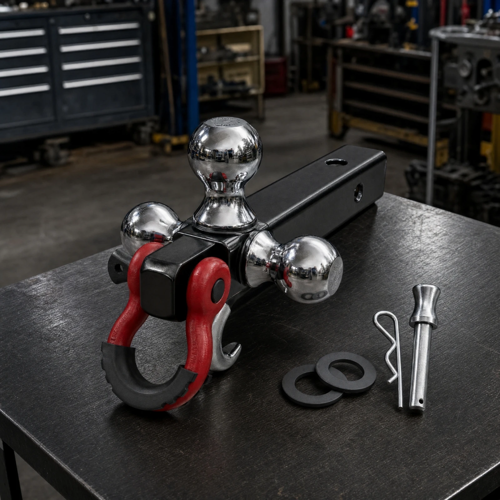 Triple Ball Mount Rugged Triple Ball Hitch Towing Hitch with D-Shackle Easy Installation Versatile for Vehicle Owners, Trailers