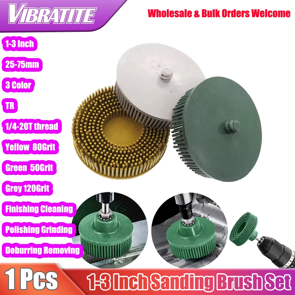 

1-4 Pcs 1/2/3 Inch Bristle Disc Grit 50# 80# 120# with 1/4" Shank Attachment Abrasive Coating Removal Disc for Metal