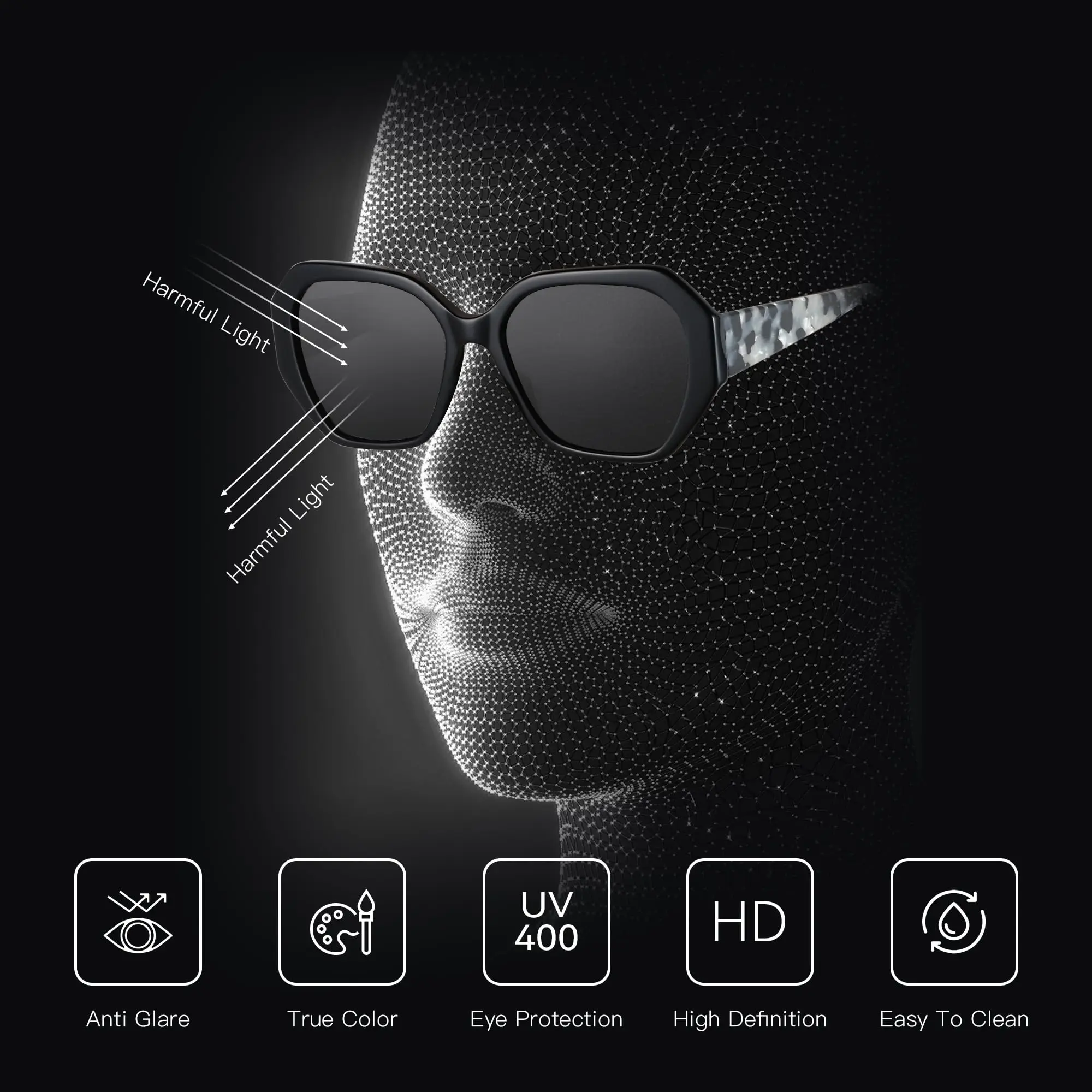 نظارات شمسية مستقطبة عصرية من BLUEMOKY للنساء: ظلال سداسية مصممة للسيدات - نظارات شمسية كلاسيكية مع حماية من الأشعة فوق البنفسجية 400 #6