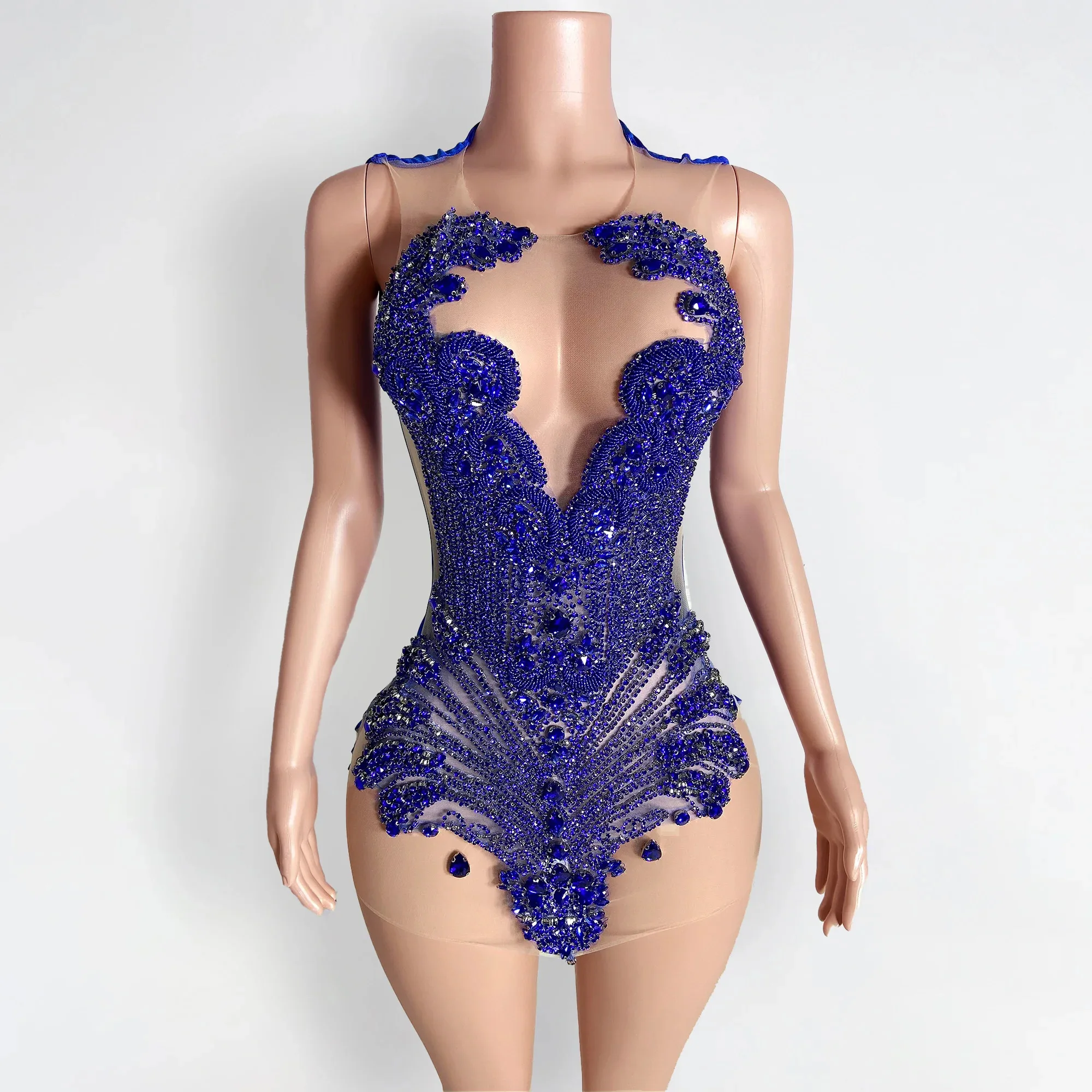 Customized Prom Dress Mermaid Rhinestone Sheer Mini Birthday Dress Outfits Party Gowns Vestidos De Graduación Homecoming Wear