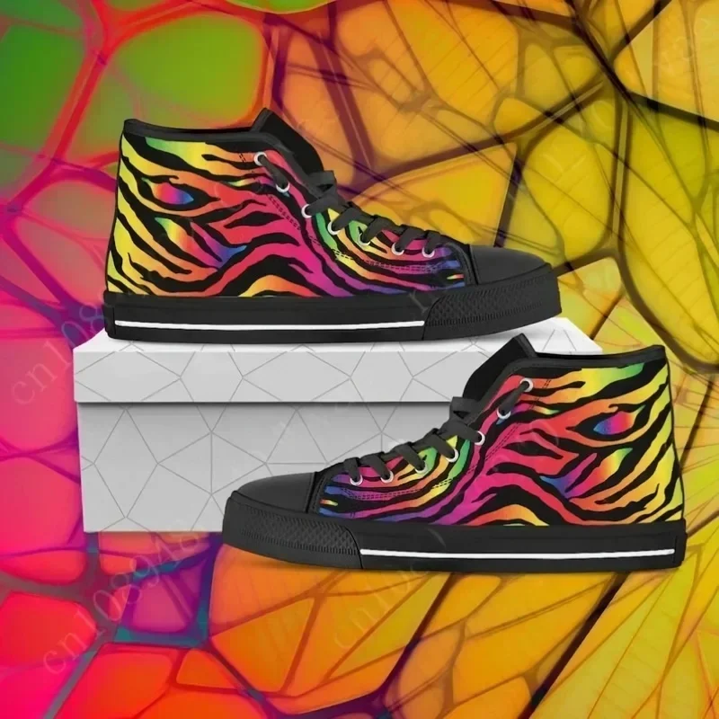 

Zebra Print High Top Shoes Mens Womens Teenager Sneakers Canvas High Quality Outdoor Daily Sneaker Custom Made Couple Shoe