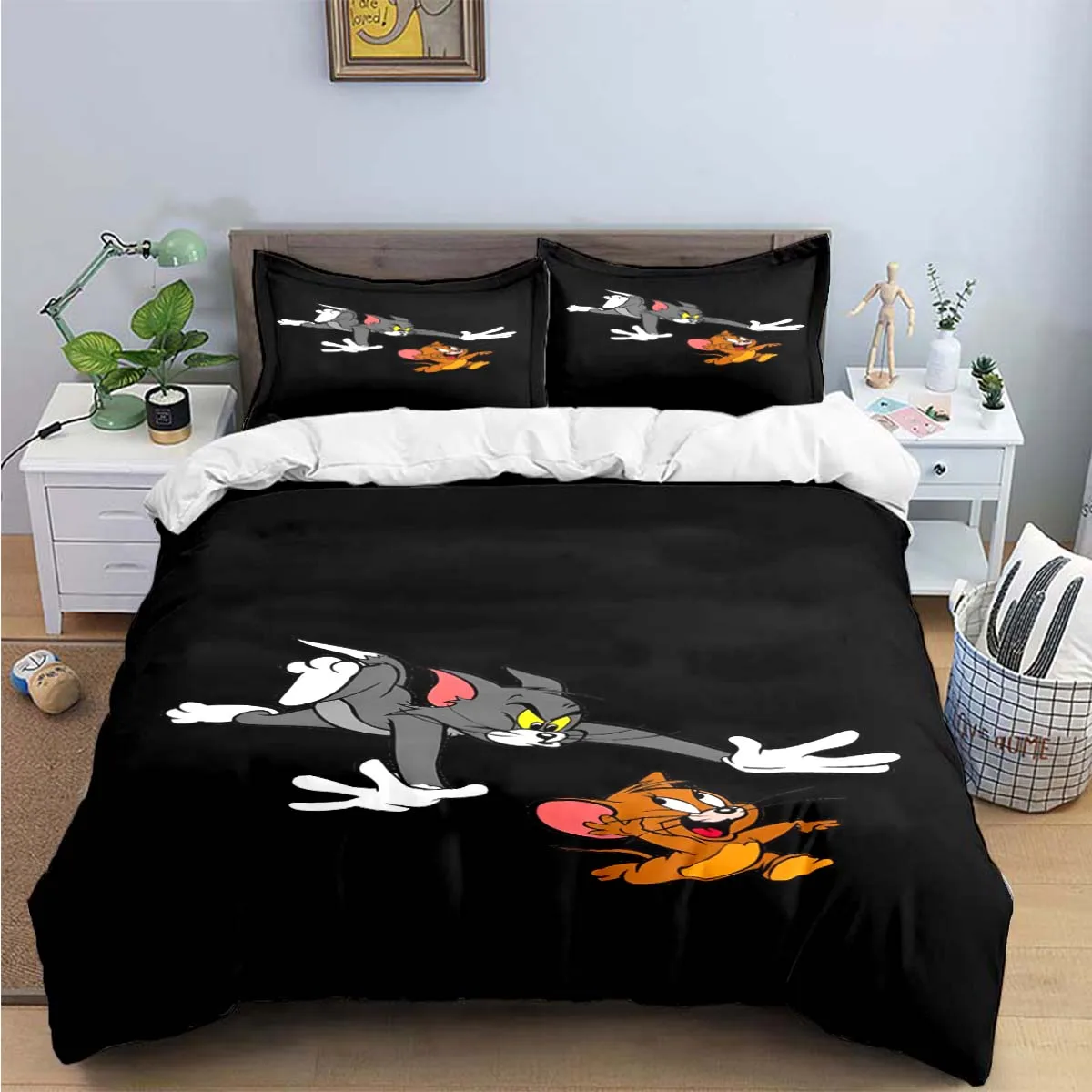 

Cute Cartoon Characters Cat Mouse T-Tom-and-Jerry Printing Bedding Set Duvet Cover Comforter Bed Youth Kids Girl Boys Gift