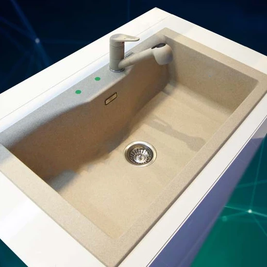 

Granite sink quartz stone silver ion large single tank