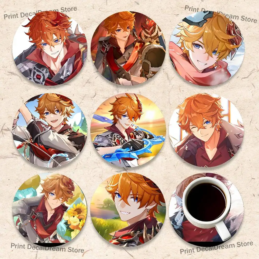 

G-GenshinS T-Ttartaglia Cartoon Anime Cute Wooden Coaster Coffee Shop Beverage Shop Family Restaurant Cafe Decoration