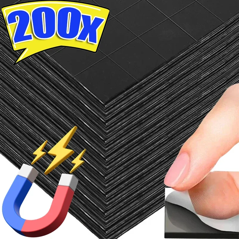 200/50PCS Square Magnetic Sheets Self Adhesive Flexible Magnetic Sheet for Household Refrigerator Office DIY Craft Stickers