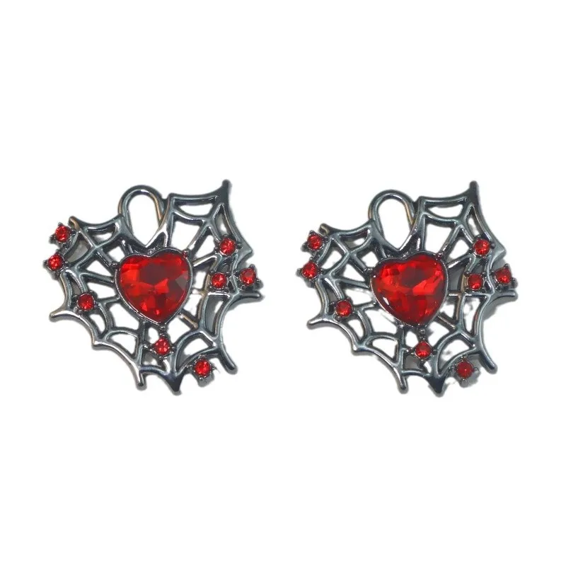 2Pcs Punk Kristall Spinne Web Charms Legierung Pendent Für Telefon Schlüsselbund Ohrring Armband Halskette DIY Handwerk Schmuck Machen