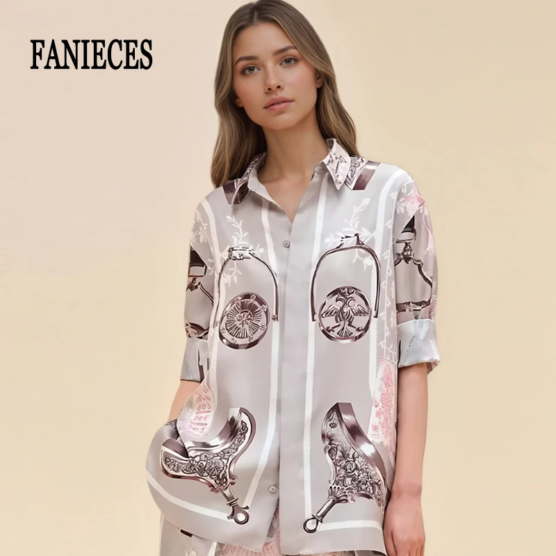 

Luxury Clothes Women Designer Shirts Luxurious Vintage Print Slim Blouses 2026 Summer Long Sleeve Elegant Brand Shirt Camisas