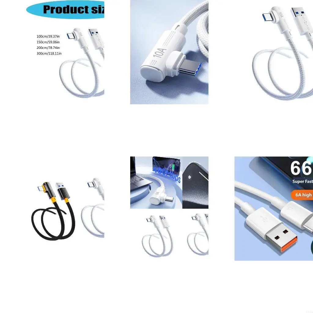 193A Premium Right Angled USB C Charging Cable with Gold Plated Connectors for Phone