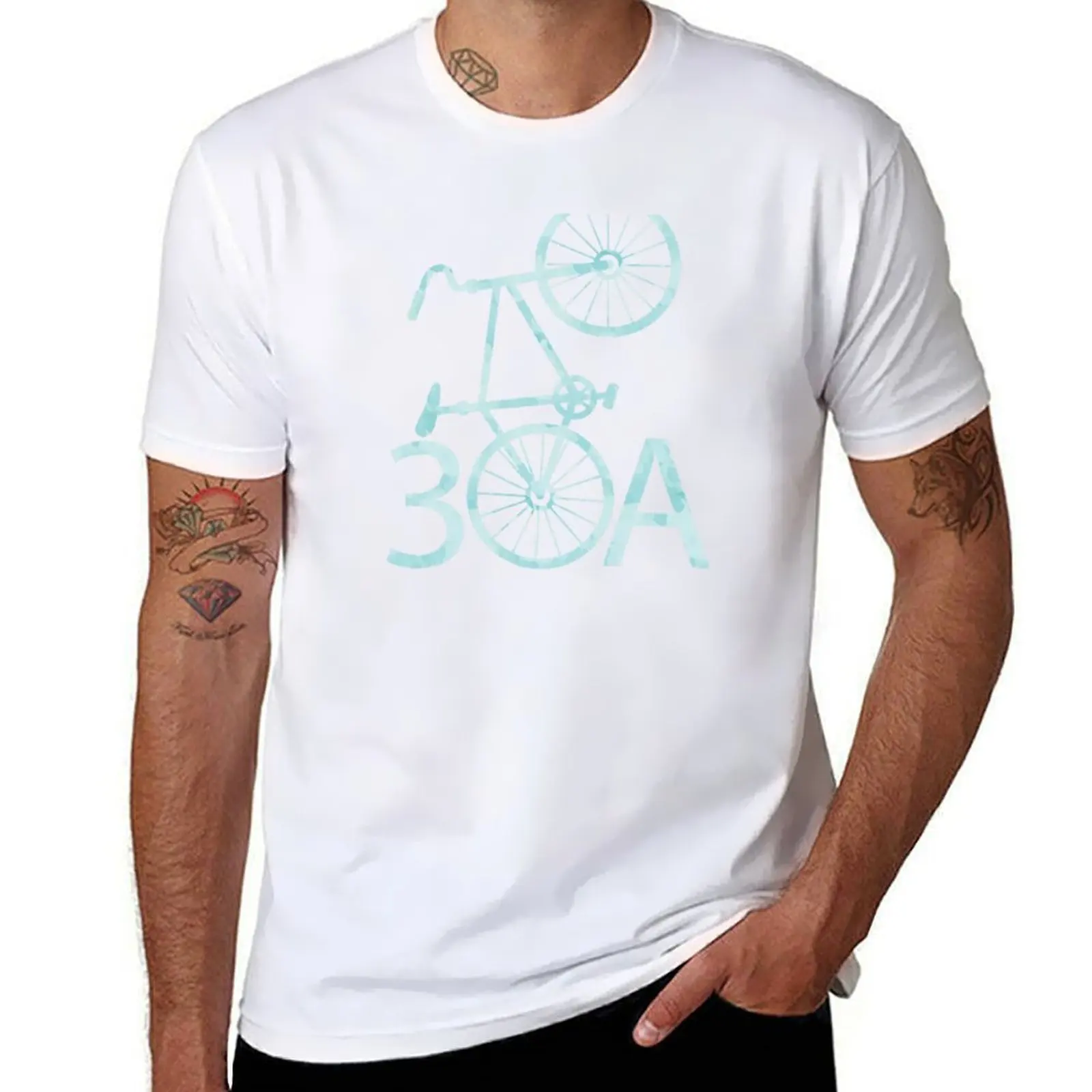 

Watercolor 30A with Bike T-Shirt t shirts for man graphic tees man t shirt cotton T-Shirt