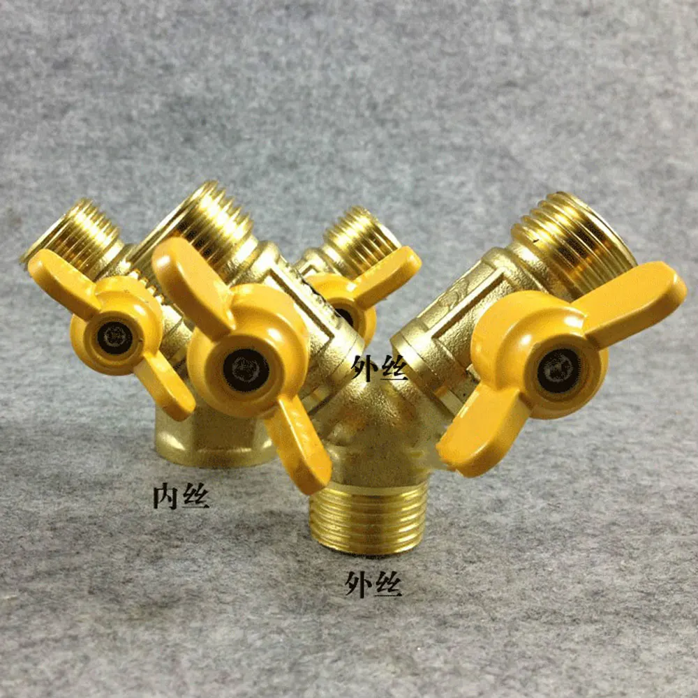 DN15 1/2 "BSP Männlich-weibliche Y Form 3 Ports Splitter Messing Ball Ventil Gas Kraftstoff Schalter Home Garten – Detail 2