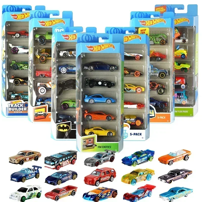 Genuine Hot Wheels Car 5 Pcs Juguetes Diecast 1/64 Toys for Boys Batmobile Fast and Furious Ford Toyota Supra Nissan Model Gift