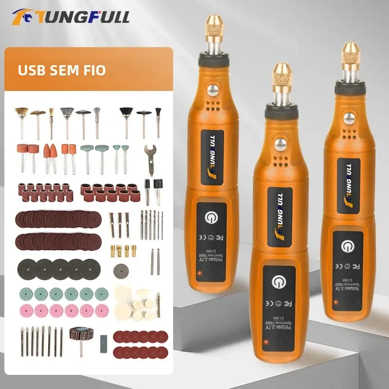Mini Furadeira Sem Fio Recarregável, Máquina de Polimento, Ferramenta Rotativa Mini DIY, Ferramenta de Gravação USB, Ferramenta Dremel, Mini Furadeira para Modelagem