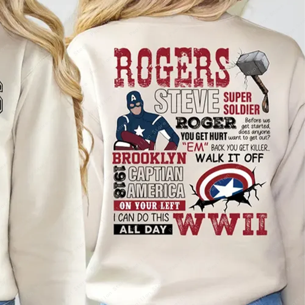 Rogers Captain America Shirt Hoodie Captain Winter Soldier Cotton Steve Sweatshirt Avengers Clothes Top Tee 1918 T-Shirt Marvel