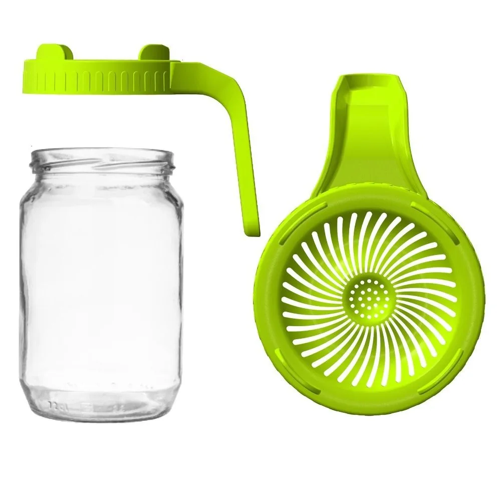 Green Sprouting lids Germination Mesh with handle Mason Jar Lid Plastic 86mm Sprout Cover Bean