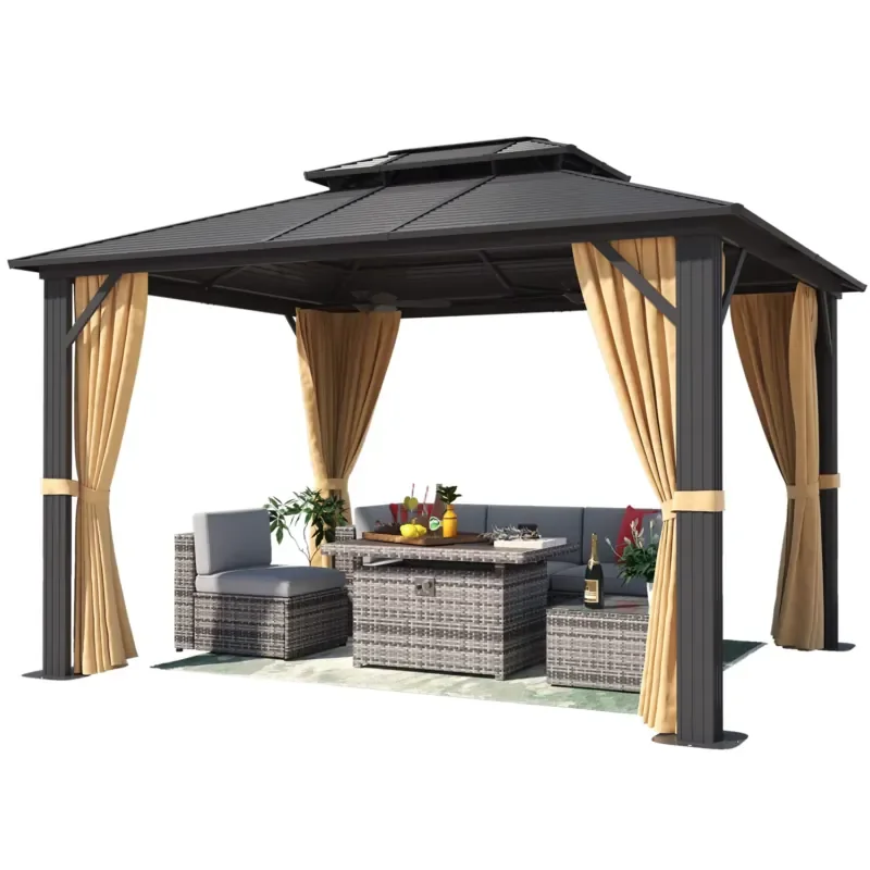 

High Quality Outdoor Furniture Garden Villa Aluminum Gazebo Hard Grill Gazebo