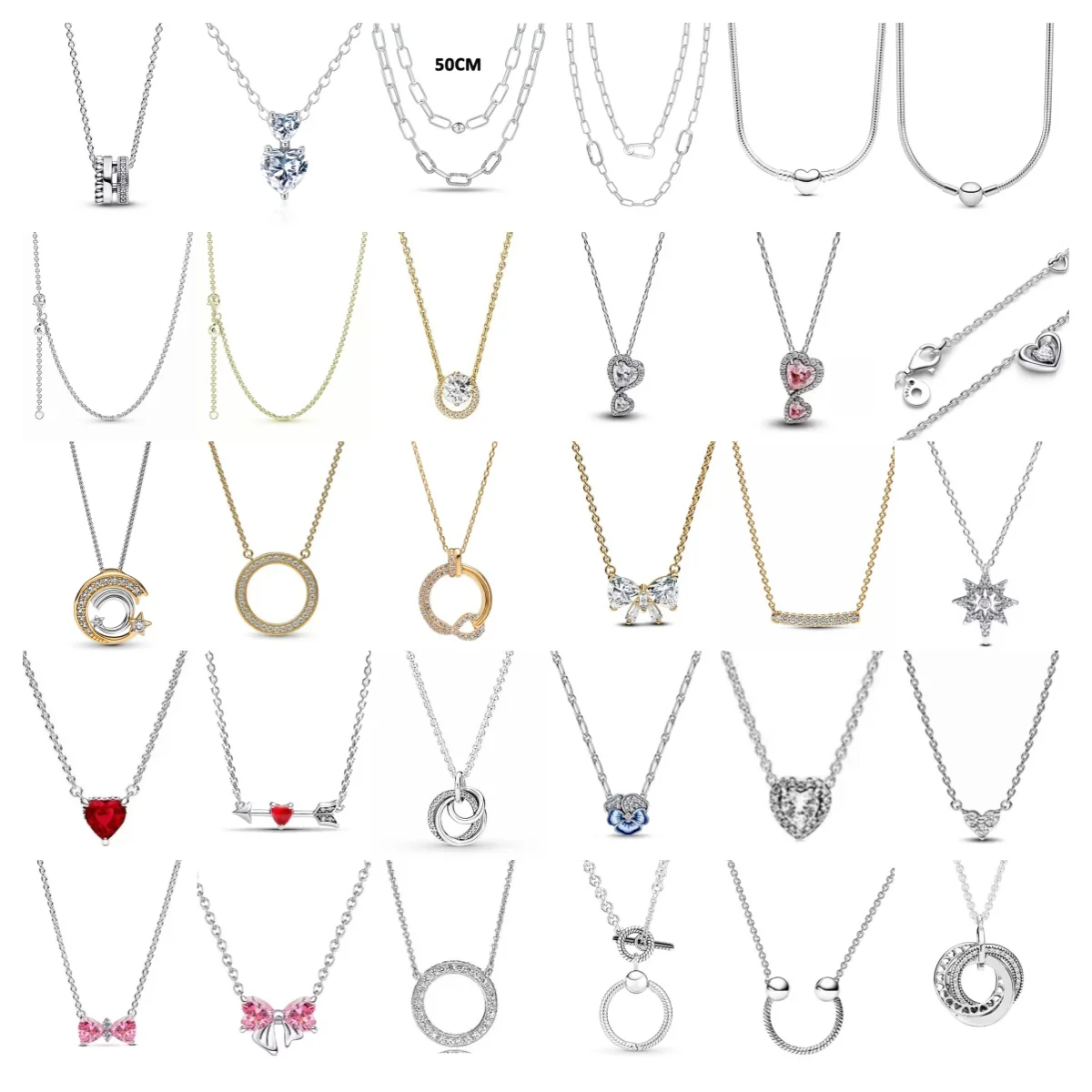 Exquisite Zircon Heart shaped Bow Necklace 925 Pure Silver Simple Classic Women's Jewelry Valentine's Day Birthday Jewelry Gift