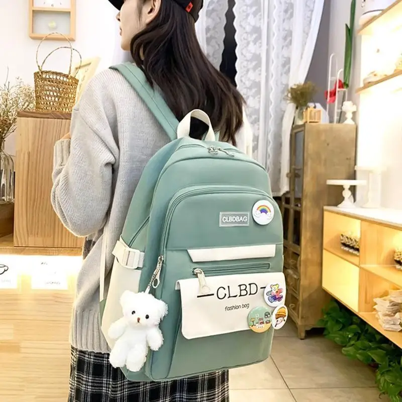 

4pcs Harajuku Women Naptop Backpack Nylon School Сумки для девочек -подростков
