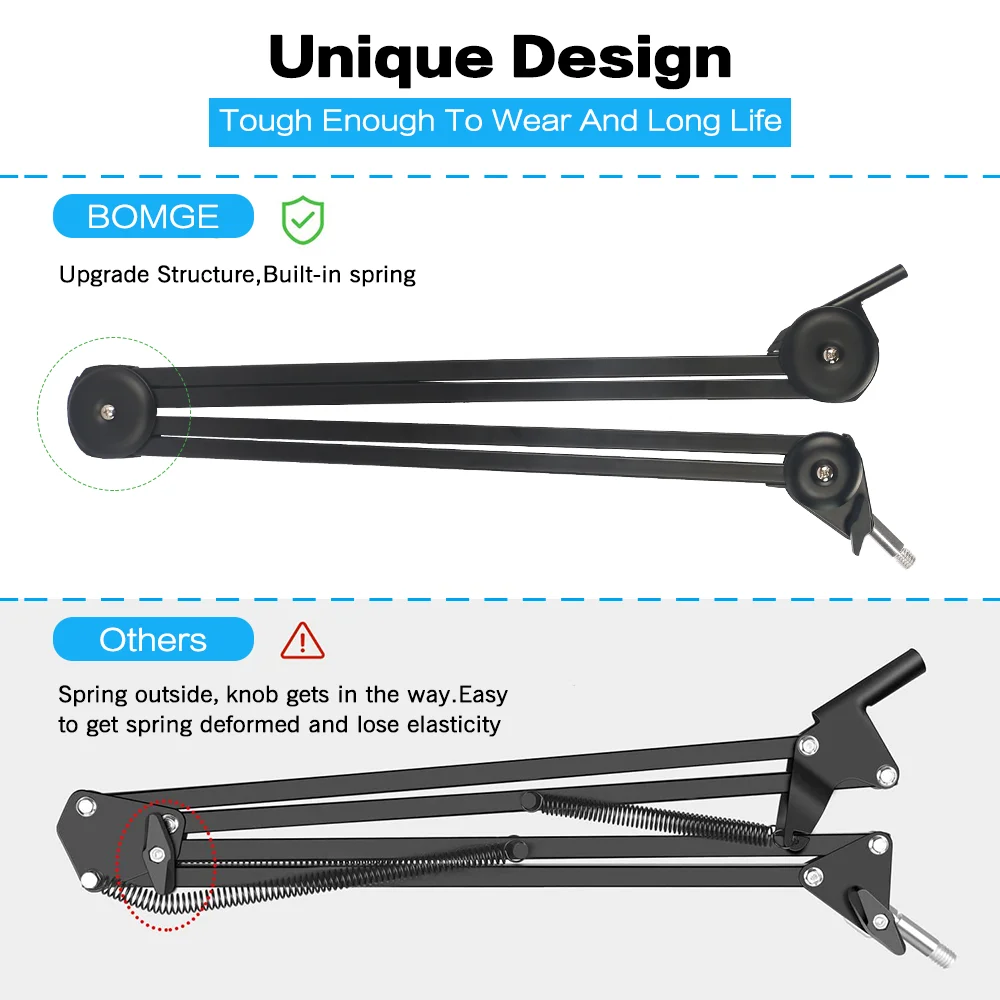 BOMGE Desktop lekki statyw mikrofon ramię wysięgnika na żywo z 1/4 \
