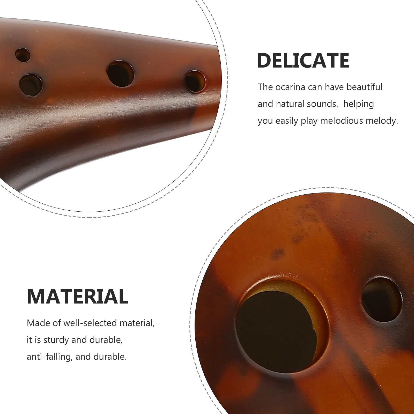 

1Set Alto C Ocarina Bone China Portable Musical Instrument Beginner 12 Holes Durable Practical Ethnic Instrument