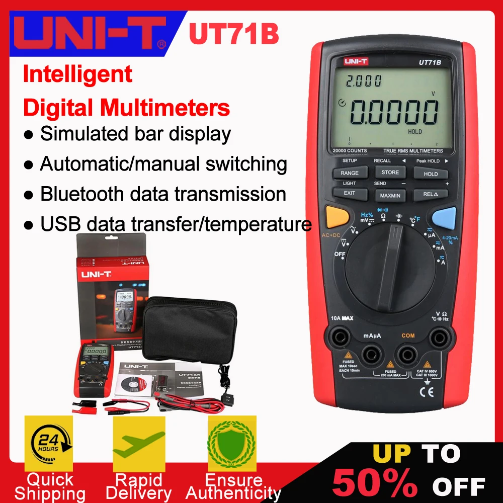 UNI T UT71B professional digital multimeter alicate amperimetro ac / dc ampere capacitance meter auto range digital multimeter