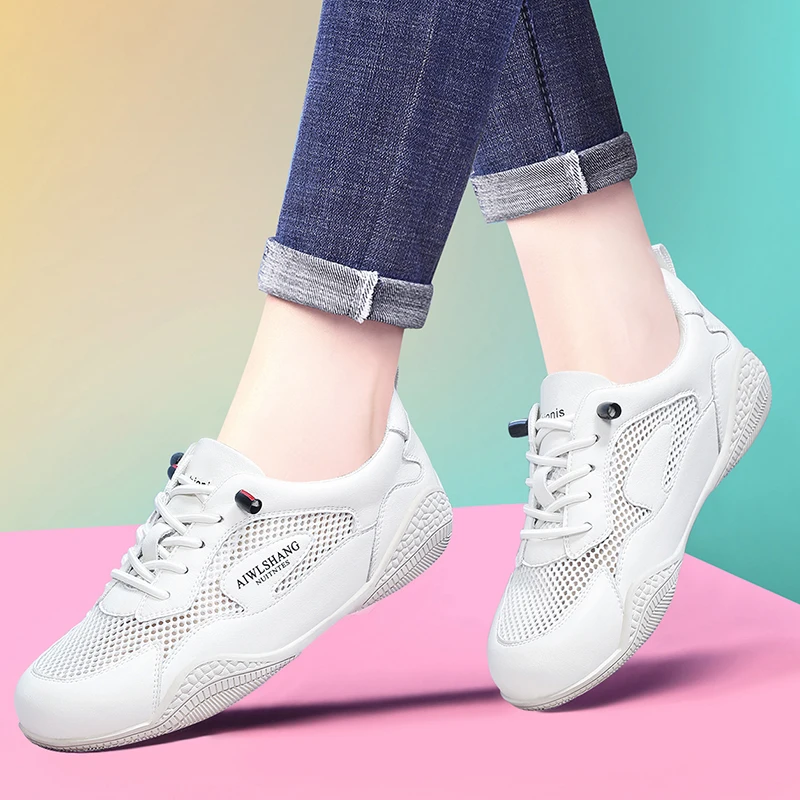 

Summer Women's shoes Vintage Vulcanized Sneakers Platform Footwear Flat Ladies Mesh Casual Breathable Walking Driving Outdoor