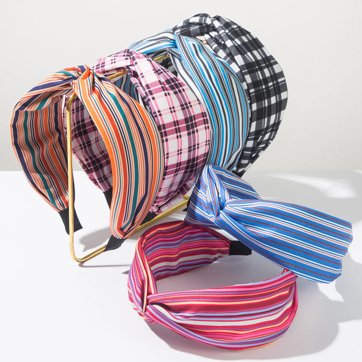 

Fashion new bohemian fabric color matching headband women's knotted multi-color versatile wide-edge headband hair accessories