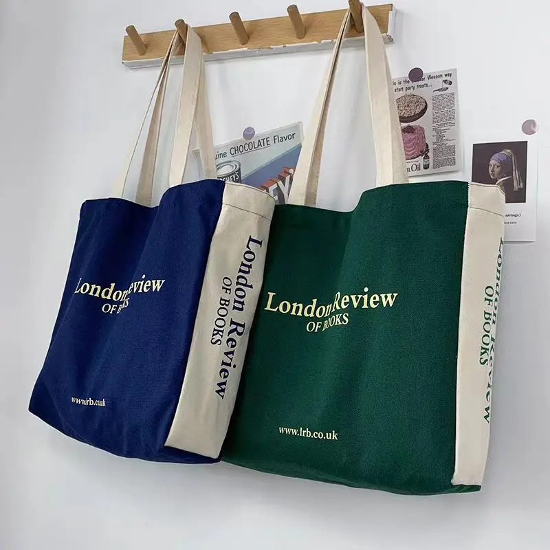 Women Canvas Shoulder Bag London Books DUANT Books Ladies Casual Handbag Tote Bag Large Capacity Cotton Shopping Beach Bag