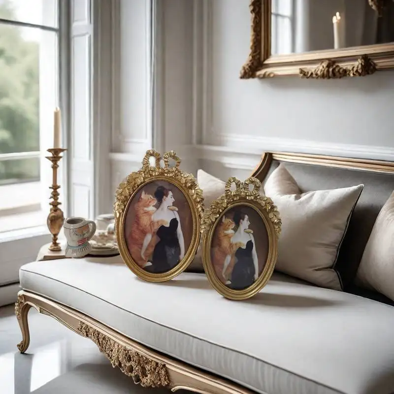 European retro gold photo frame wall-mountable 6/7-inch resin photo frame home desktop decoration