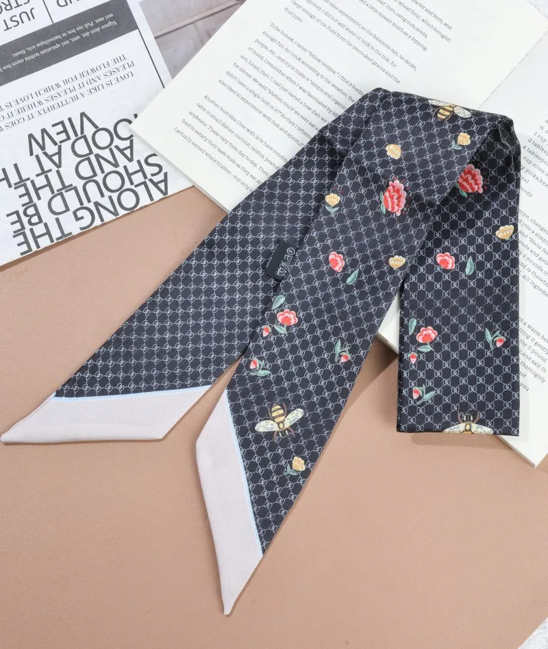 وشاح حريري صغير 6x100 سنتيمتر للنساء الرقبة التفاف الشعر الشريط التعادل حقيبة مقبض الإكسسوارات