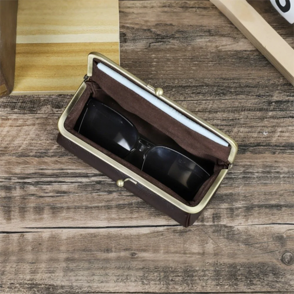 Fashion Genuine Leather Glasses Case Durable Handmade Sunglasses Pouch Soft Lining Travel Glasses Protector for Eyeglass