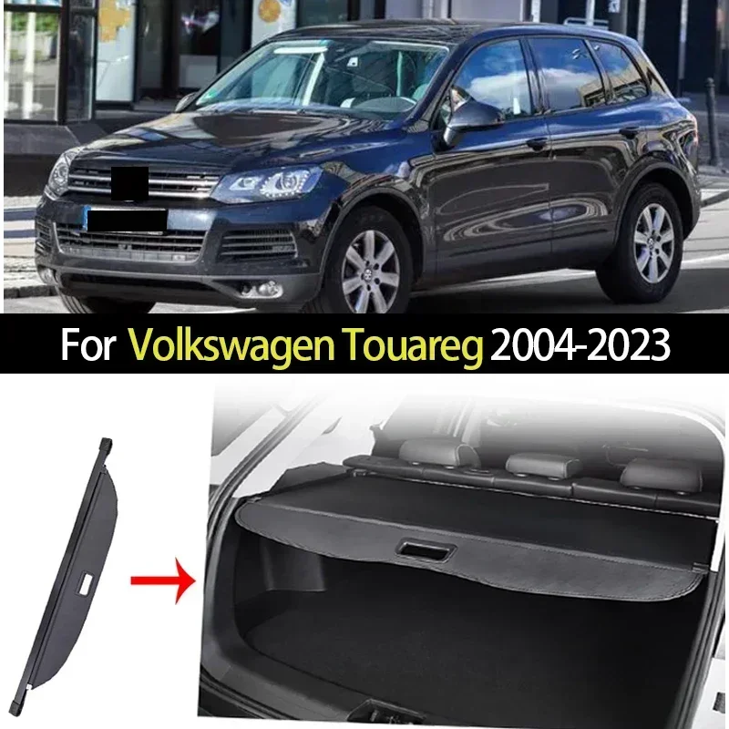 Car Trunk Cargo Cover for Volkswagen Touareg 2004-2023 Retractable Parcel Rack Waterproof Stable Cargo Cover Auto Accessories